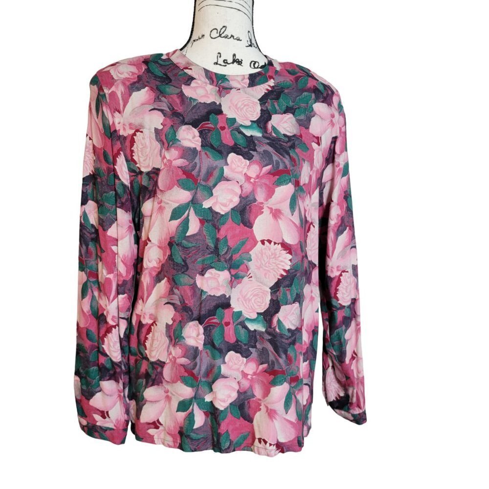 Gianni Sport Wool Blend Floral Blouse Top - Size 14
